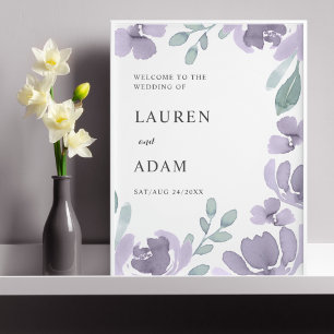 Foto Elegante Rótulo de Eucaliptos y Boda Morado Floral