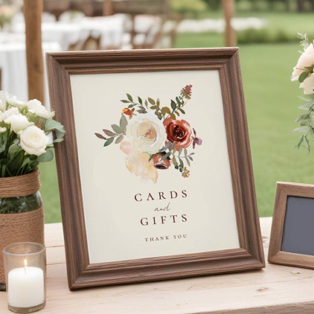 Foto Elegante Rótulo Fall Floral Wedding Cards & Gifts (Subido por el creador)