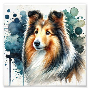Foto Elegante Shetland Sheepdog Watercolor Art