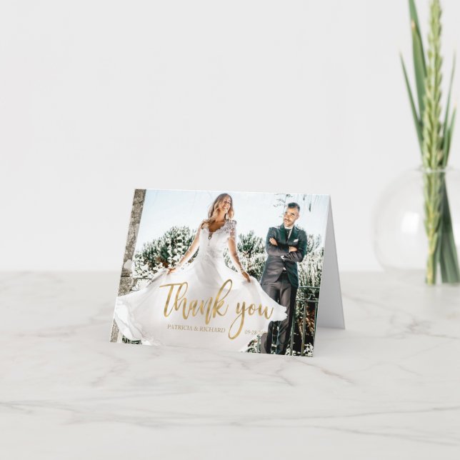 Foto Elegante Tarjeta de Agradecimiento de Boda co (Anverso)