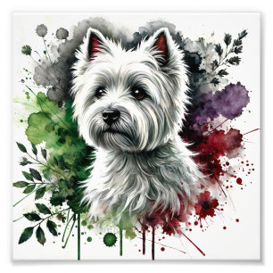 Foto Elegante Westie Watercolor Art