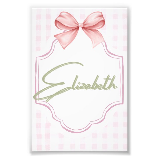Foto Elizabeth Baby Nursery Gingham Personalizada (Frente)