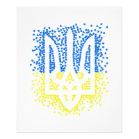 Emblema ucraniano trident tryzub esparce corazones