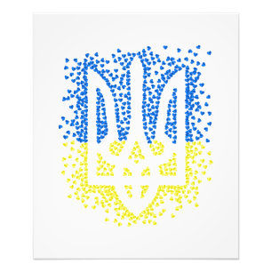 Foto Emblema ucraniano trident tryzub esparce corazones