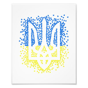 Foto Emblema ucraniano trident tryzub esparce corazones