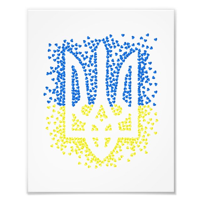 Foto Emblema ucraniano trident tryzub esparce corazones (Frente)