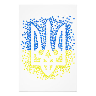 Foto Emblema ucraniano trident tryzub esparce corazones