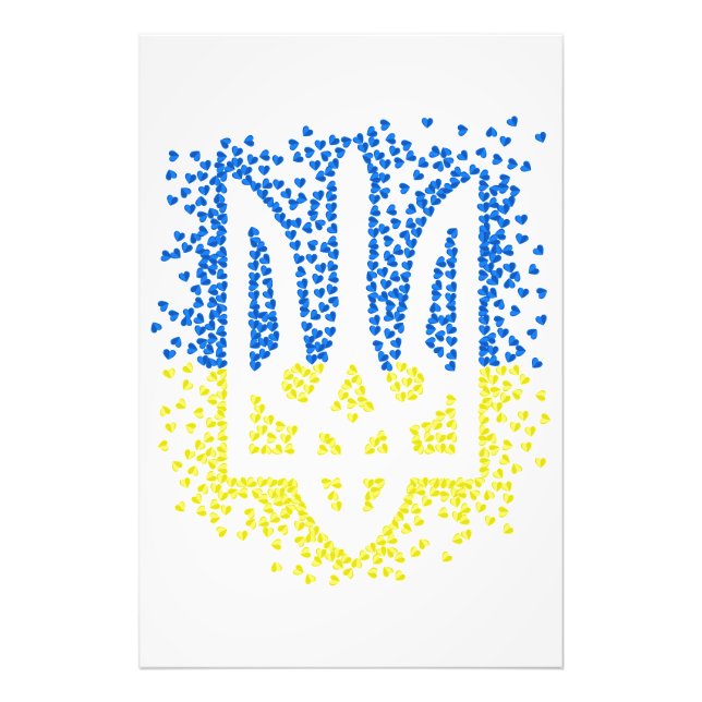Foto Emblema ucraniano trident tryzub esparce corazones (Frente)