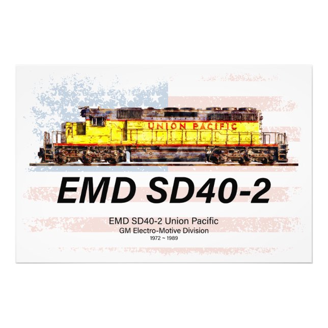 Foto EMD SD40-2 Locomotora Diesel. Bandera estadouniden (Frente)