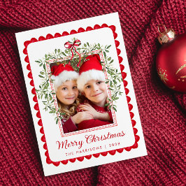 Foto en acuarela de lazo rojo de Navidad