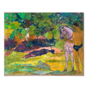 Foto En el jardín de vainilla, hombre y caballo Gaugu