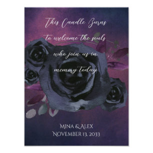 Foto En memoria acuarela Rosa negro Gótico moderno