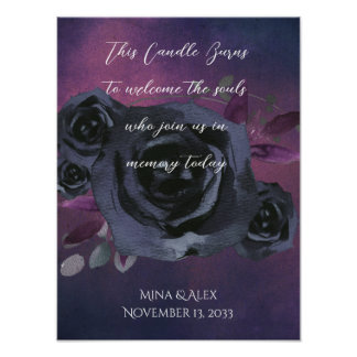 Foto En memoria acuarela Rosa negro Gótico moderno