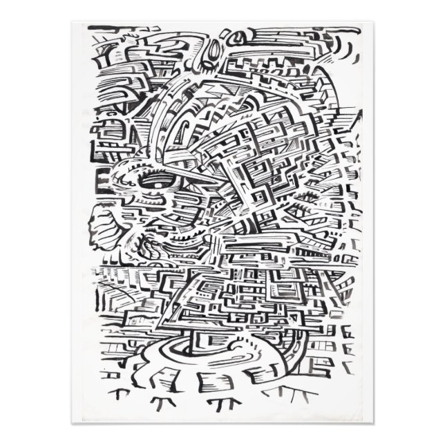 Foto En un lugar intermedio, dibujo de tinta india (Frente)