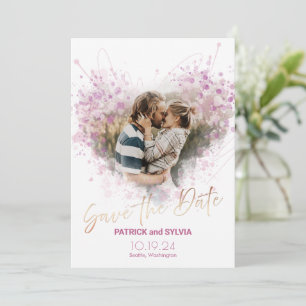 Foto en Watercolor Heart Guardar la tarjeta de fec
