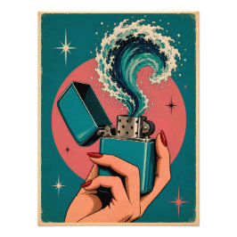 Foto Encendedor de arte pop surrealista retro con ola d