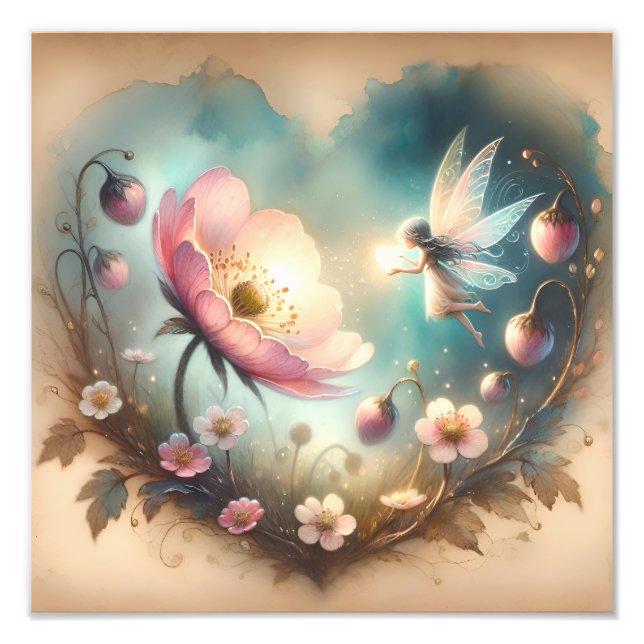 Foto Enchanted Dreamy Fairy and Wildflower Heart (Frente)