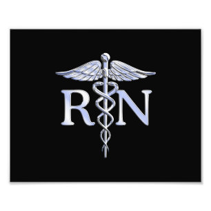 Foto Enfermera inscrita RN Silver Caduceus en negro