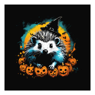 Foto Erizo de Halloween y calabazas lindos
