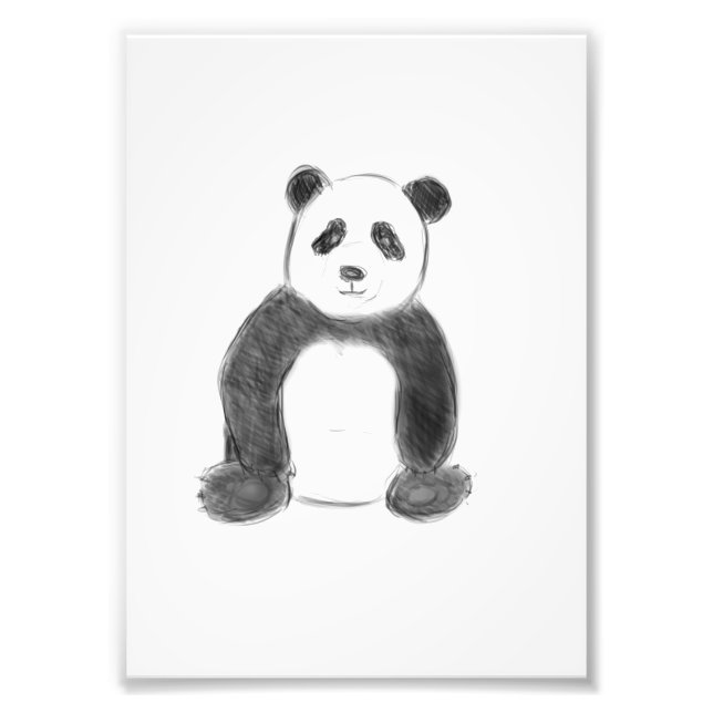 Foto Esbozo de panda blanco y negro (Frente)