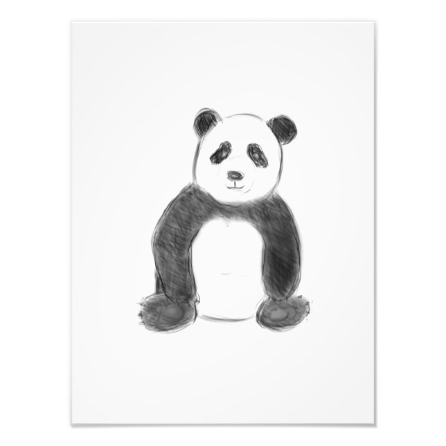 Foto Esbozo de panda blanco y negro (Frente)
