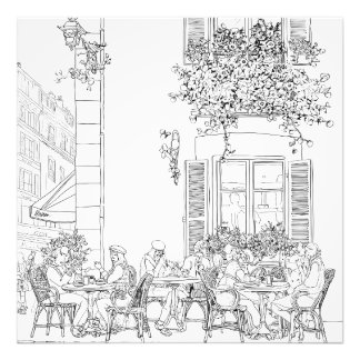 Foto Esbozo del Café París en blanco negro encantador