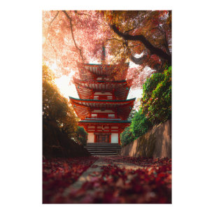 Foto Escalera de la Pagoda del Templo Maple en otoño il