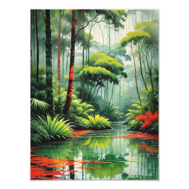 Foto Escape apacible: pintura de río Jungle (Frente)