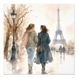 Foto Escena callejera romántica de París en impresión