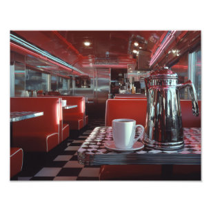Foto Escena clásica de nostalgia cromada de restaurante
