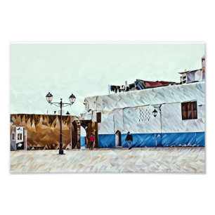 Foto Escena de calle abstracta con geométrica colorida