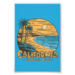 Foto Escena Retro de la Playa del Atardecer en Californ