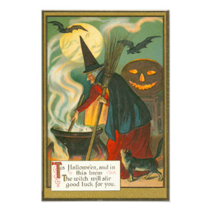 Foto Escoba de Bruja Caldero Jack O Lantern Murciélago