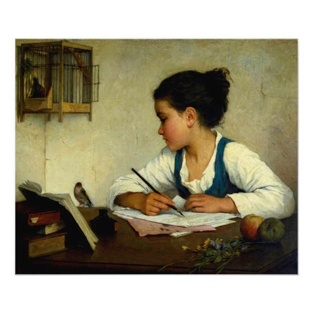 Foto Escribiendo Chica, Mascota Goldfinch por Henriette (Frente)