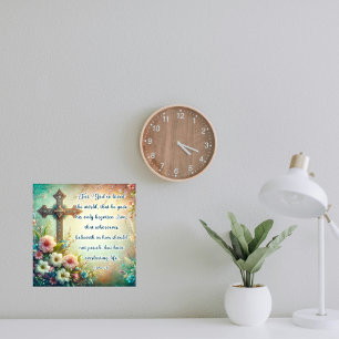 Foto Escritura contra Juan 3:16 Cruz Floral Pascua