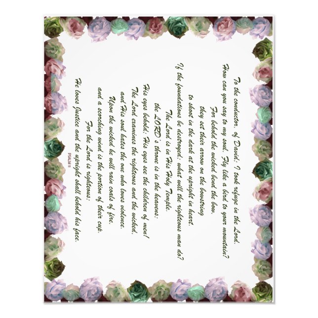 Foto Escritura, Salmo 11, Rosas coloridos (Frente)