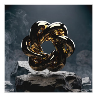 Foto Escultura geométrica abstracta de lujo en oro - Mo