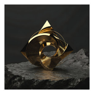 Foto Escultura geométrica áurea abstracta moderna - Mín