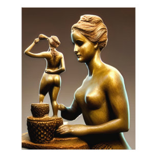 Foto Esculturas metalizado de una mujer pequeña y grand