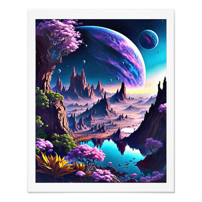 Foto Espacio hermoso predeterminado con planetas místic (Frente)