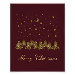 Foto Espeluznante árbol de Navidad dorado, luna, estrel