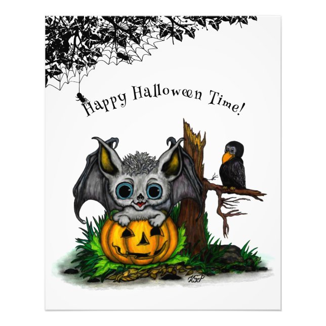 Foto Esperando Halloween , Cute Bat y Raven (Frente)