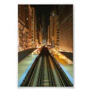 Foto Estación "L" de Chicago de noche