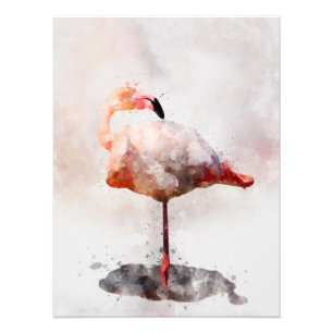 Foto Estacionamiento de flamencos rosados - acuarela - 