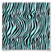 Estampado Animal Azul Brillante Piel de Cebra Turq