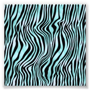 Foto Estampado Animal Azul Brillante Piel de Cebra Turq