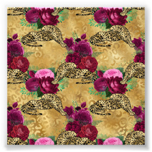 Foto Estampado Floral Flor Rosa Roja Leopardo Guepardo