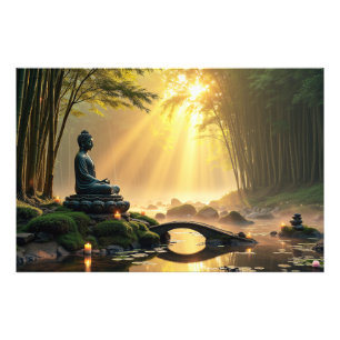 Foto Estatua de Buda Serene en un pacífico bosque de ba