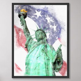 Foto Estatua de la Libertad cerrada con la bandera acua