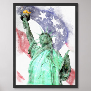 Foto Estatua de la Libertad cerrada con la bandera acua